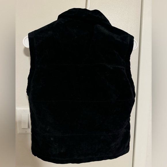 Black Genuine Leather Puffer Vest Women’s Medium Choice Vintage Retro Boho Chic - Picture 2 of 7